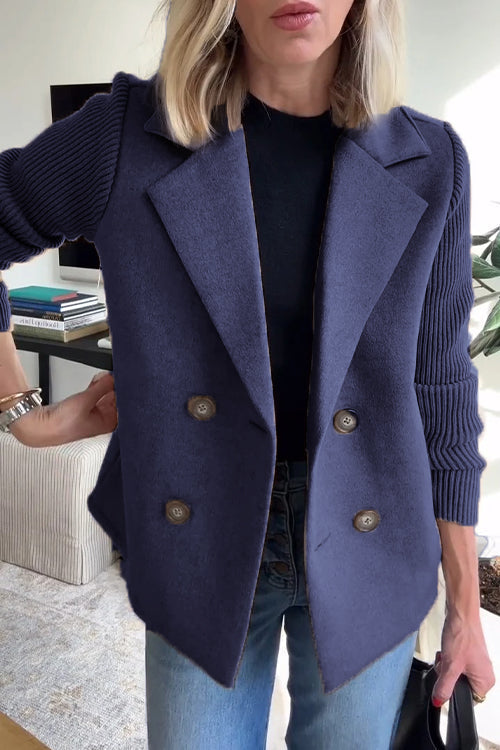 Women's structured blazer with notched lapels and ribbed long sleeves