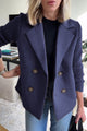 Women's structured blazer with notched lapels and ribbed long sleeves
