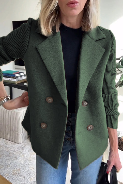 Women's structured blazer with notched lapels and ribbed long sleeves