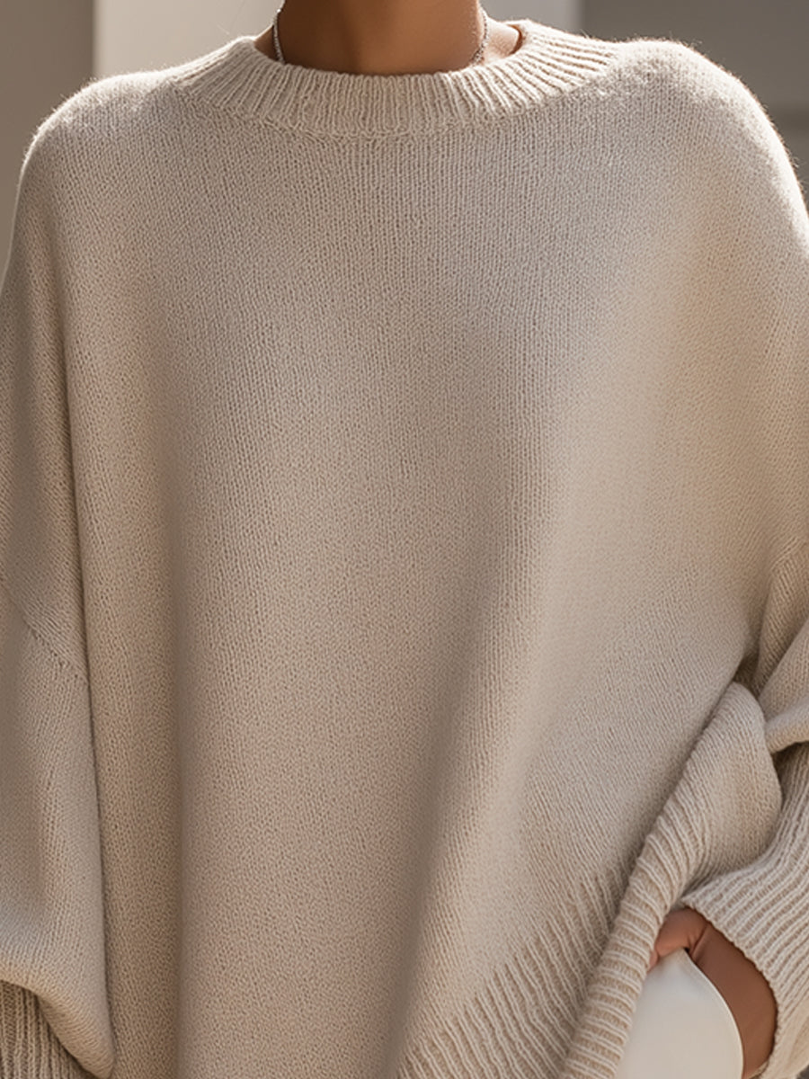Women's Oversized Poncho in Beige - View 8 | Bellmere