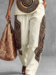 Women's cream wide-leg trousers with geometric contrast panels