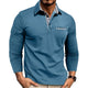 Long sleeve polo shirt with checked contrast collar and chest trim