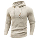 Men's textured hooded sweater with long sleeves, drawstring hood and ribbed trims