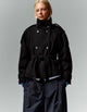 Women's belted funnel-neck trench jacket with double-breasted buttons
