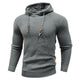 Men's textured hooded sweater with long sleeves, drawstring hood and ribbed trims