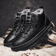 Men's high-top lace-up ankle boots with fur-look lining and side zippers