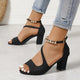 Rosalind | Women's Open Toe Block Heel Ankle Strap Sandals Chain