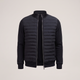 Men's hybrid puffer jacket with quilted front, stand collar and full zip