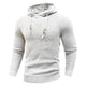 Men's textured hooded sweater with long sleeves, drawstring hood and ribbed trims