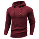 Men's textured hooded sweater with long sleeves, drawstring hood and ribbed trims
