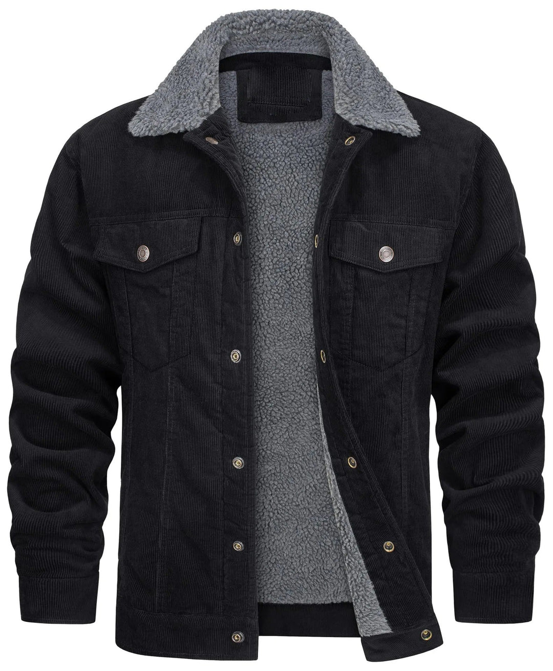Corduroy jacket with sherpa collar and lining