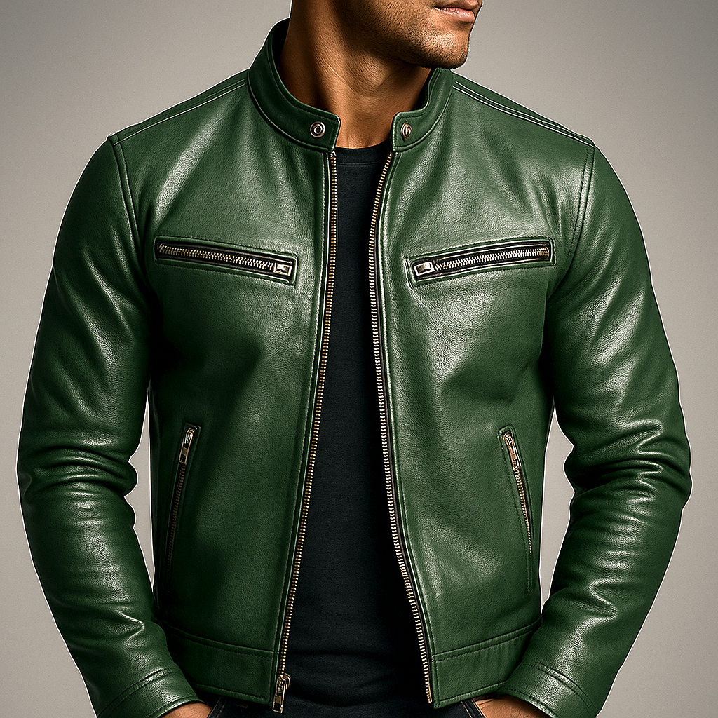 Unisex solid zip front jacket with stand collar and multiple zip pockets