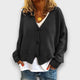 Women's V-neck knit cardigan with long sleeves and button front