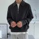 Ribbed quarter-zip sweater with collared neckline