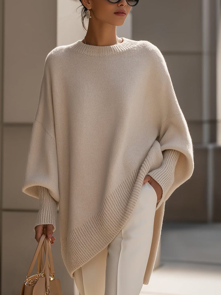 Women's Oversized Poncho in Beige | Bellmere