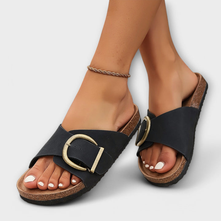 Women's Comfort Sandals with Cushioned Insole Women Sandals in Black | Bellmere