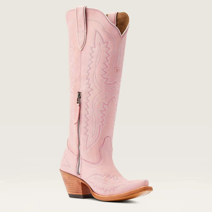 Women's knee-high embroidered western cowboy boots with pointed toes