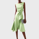 Women's Asymmetric Draped Midi Dress in Red - View 8 | Bellmere
