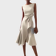 Women's Asymmetric Draped Midi Dress in Red - View 10 | Bellmere