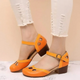Comfortable Low-Heeled Sandals in Blue - View 2 | Bellmere