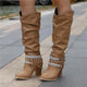 Women's Knee-High Boots - Slouchy Block Heel in Brown - View 3 | Bellmere
