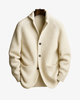 Men's ribbed knit cardigan with shawl collar, buttons and front pockets