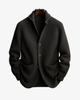 Men's ribbed knit cardigan with shawl collar, buttons and front pockets