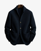 Men's ribbed knit cardigan with shawl collar, buttons and front pockets