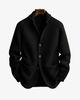 Men's ribbed knit cardigan with shawl collar, buttons and front pockets