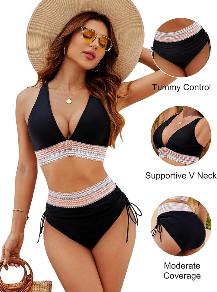 Women's Bikini Set with Tummy Control Swimwear Sale in Black (Almost Sold Out) - View 5 | Bellmere