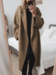Women's long double-breasted coat with notched lapels