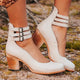Women's ankle strap pumps with buckles and block heels