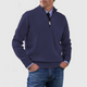Men's long-sleeve half-zip mock neck sweater with ribbed trims