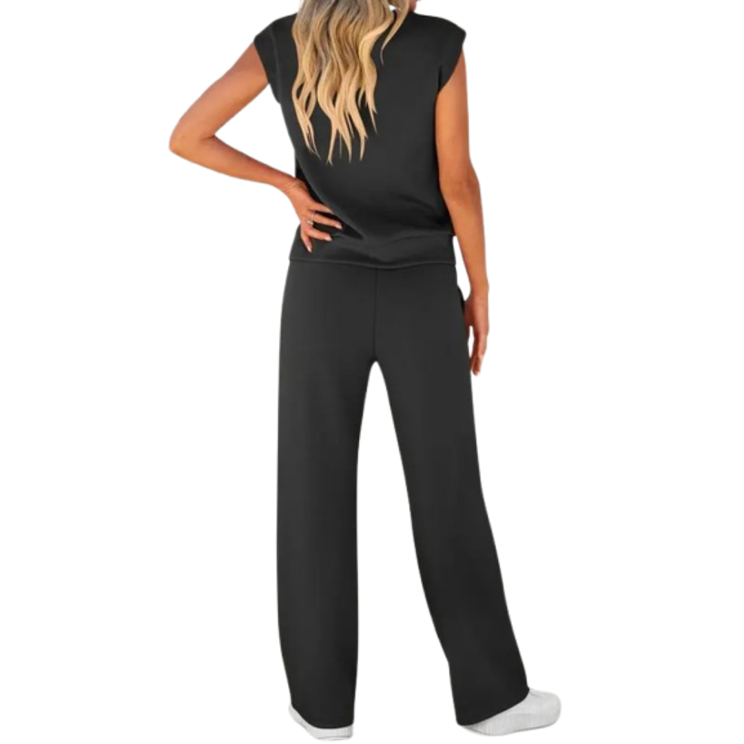 Women's Summer Lounge Co-Ord Set in Black - View 10 | Bellmere