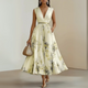 Flowy Sleeveless Summer Maxi Dress in Beige - View 5 | Bellmere