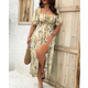 Women's Puff Sleeve Maxi Dress in Sky Blue - View 10 | Bellmere