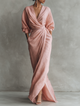 Women's wrap maxi dress with v-neck and three-quarter sleeves in pink