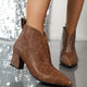 Women's Textured Ankle Boots with Block Heel in Black - View 2 | Bellmere