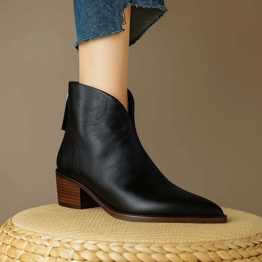 Women's Leather Ankle Boots in Black - View 9 | Bellmere