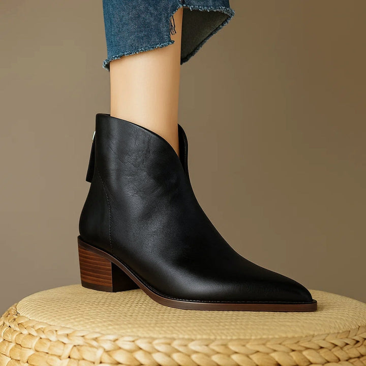 Women's Leather Ankle Boots in Black - View 9 | Bellmere