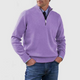 Men's long-sleeve half-zip mock neck sweater with ribbed trims