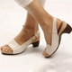Iris | Women's Peep Toe Slingback Block Heel Sandals Buckle