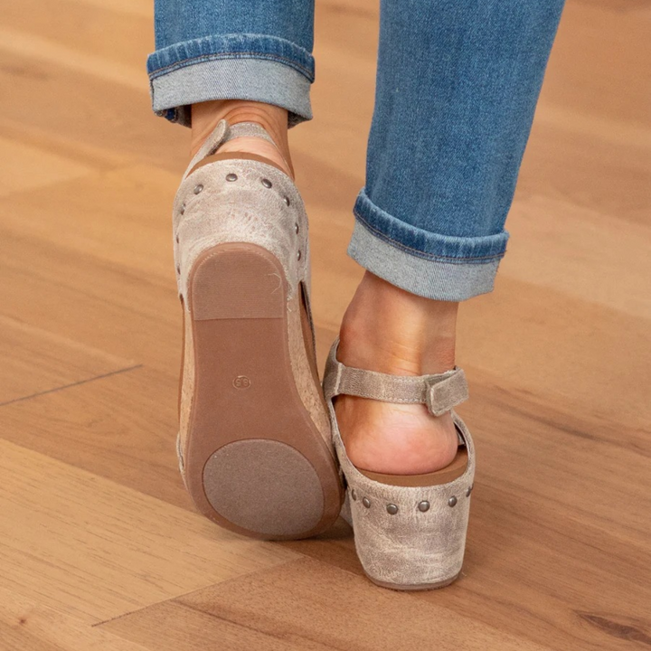 Women's Suede Wedge Sandals in Beige - View 3 | Bellmere