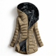 Women's hooded quilted coat with plush-textured lining and zip pockets