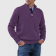 Men's long-sleeve half-zip mock neck sweater with ribbed trims