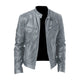 Unisex zip-front biker jacket with stand collar and multiple zipped pockets