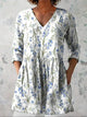 Women's Floral Print V-Neck Tunic Blouse with Pockets