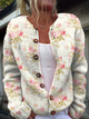 Women's floral vintage cardigan with button front and long sleeves