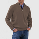 Men's long-sleeve half-zip mock neck sweater with ribbed trims