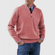 Men's long-sleeve half-zip mock neck sweater with ribbed trims